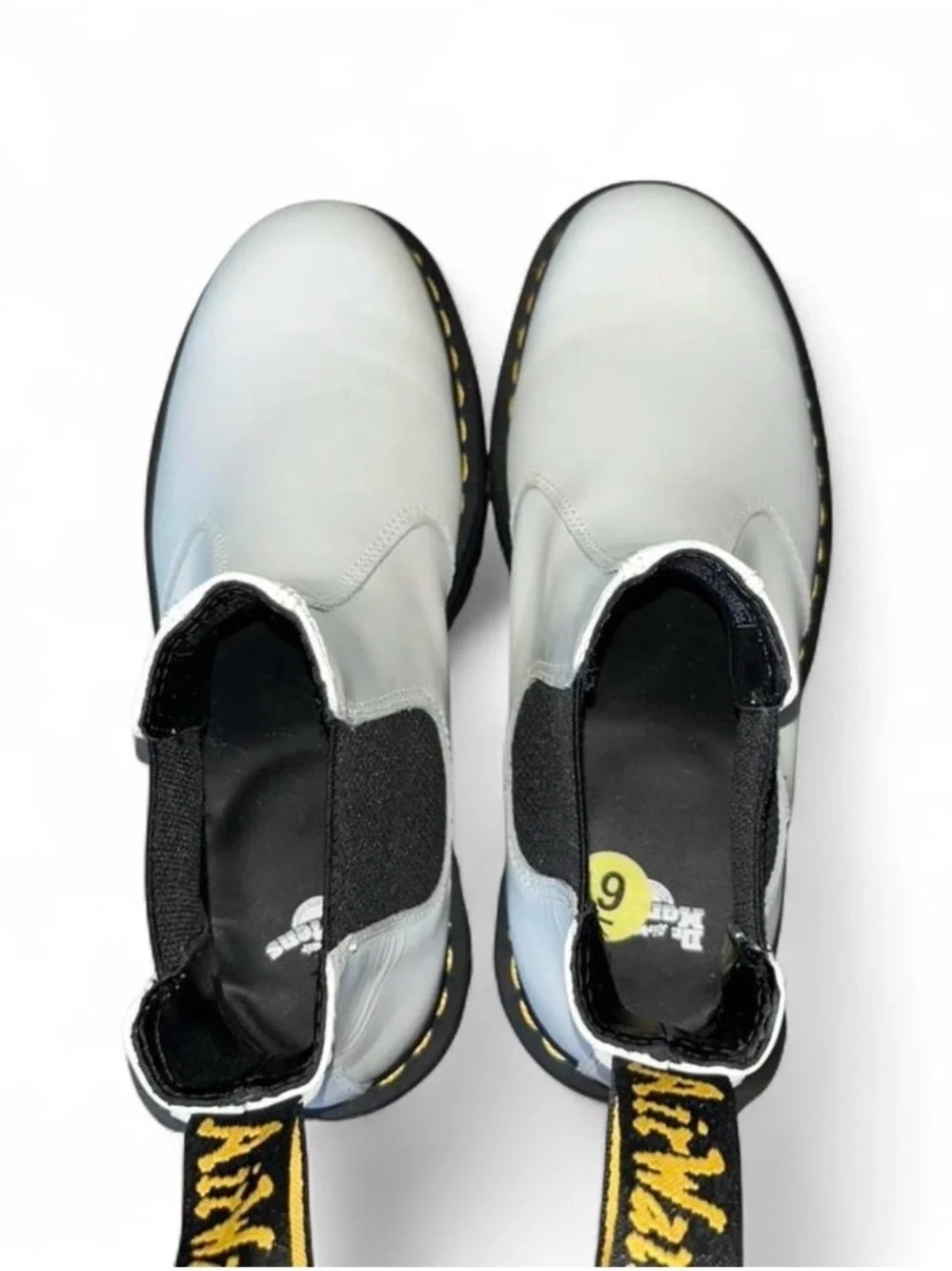 Dr. Martens White Leather Chelsea Boots with Black Elastic - Picture 2 of 3